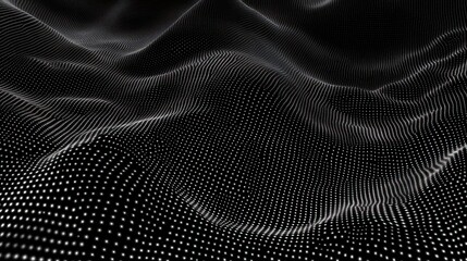 Naklejka premium Digital wave pattern created by black and white dots illustrating depth and texture in abstract art