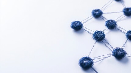 Abstract representation of interconnected nodes forming a network, showcasing technology and data interrelation in a minimalist style.