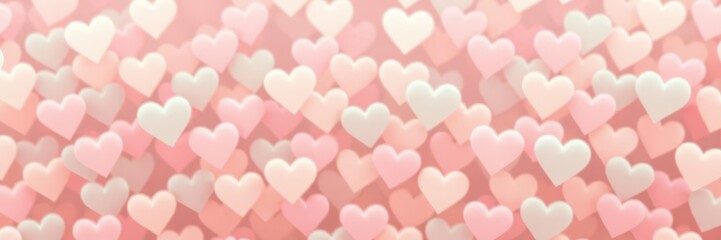 Soft-focus background of numerous hearts in pastel shades, graphic, romantic, heart pattern