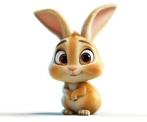 Adorable cartoon bunny rabbit sitting.
