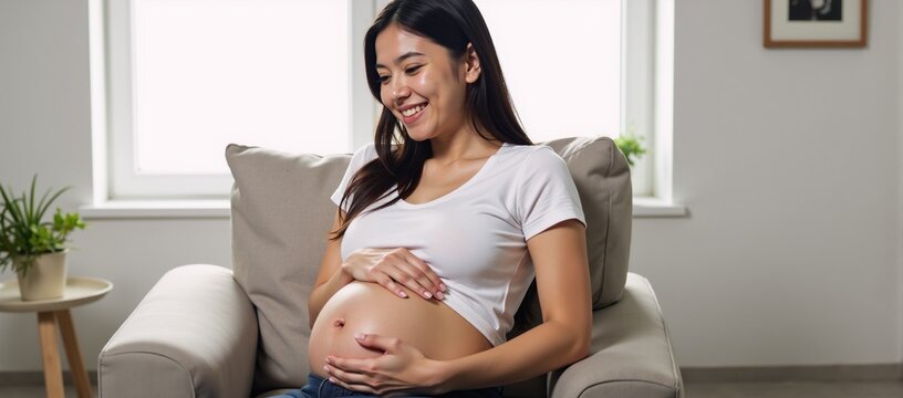 Image shows pregnant woman with visible baby bump