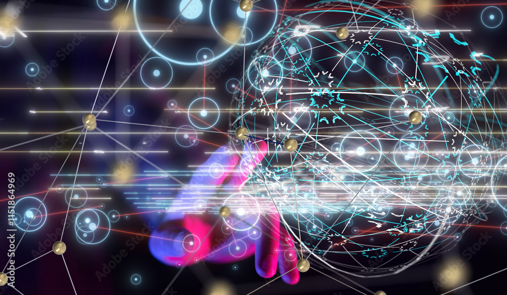 Poster conference digital network and data concept 3d