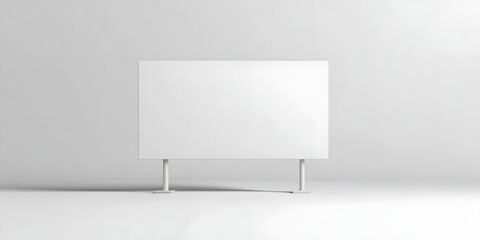 A minimalist whiteboard on a simple stand in a bright, empty space.