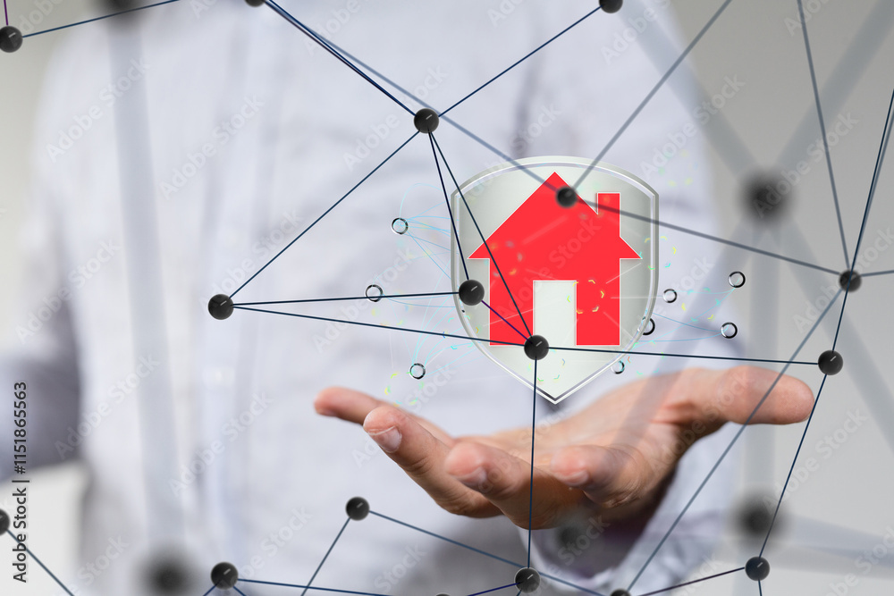 Poster house. data Big data visualization background.Abstract technology