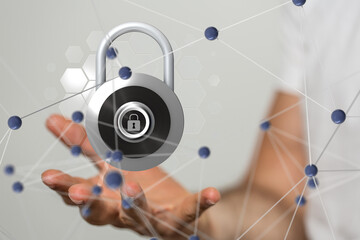 abstract lines with dots over dark background.