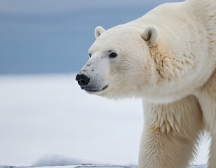 White polar bear in the zoo during winter, Generative Ai