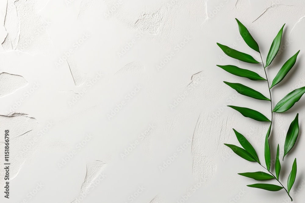 Aufkleber a minimalist design of a single green leaf with clean lines and soft gradients, placed on a white ba