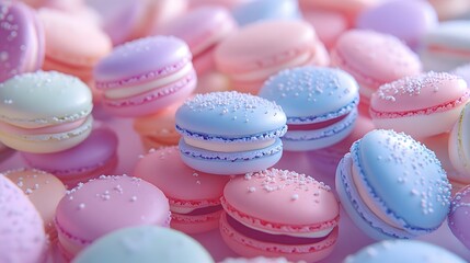 Fototapeta premium Colorful Macarons with Decorative Sprinkles on a Soft Background