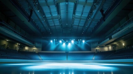 Brightly illuminated ice rink set for a thrilling skating event in a modern arena