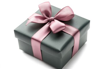 Obraz premium Elegant Dark Green Gift Box with Pink Ribbon