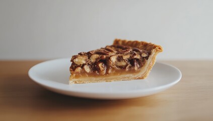 Delicious Pecan Pie Slice on A Plate