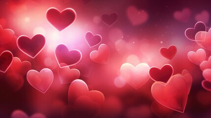photograph of A romantic red-and-pink gradient filled with glowing hearts and delicate swirls of animated light.