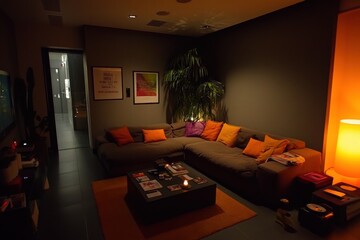 Cozy Living Room at Night