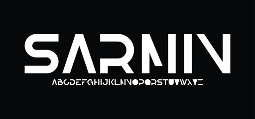 Abstract technology science alphabet font. digital space typography vector illustration design
