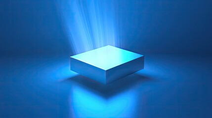Illuminated Cube Abstract Blue Background Image