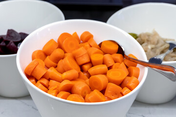 Chopped Carrots in a Large Bowl