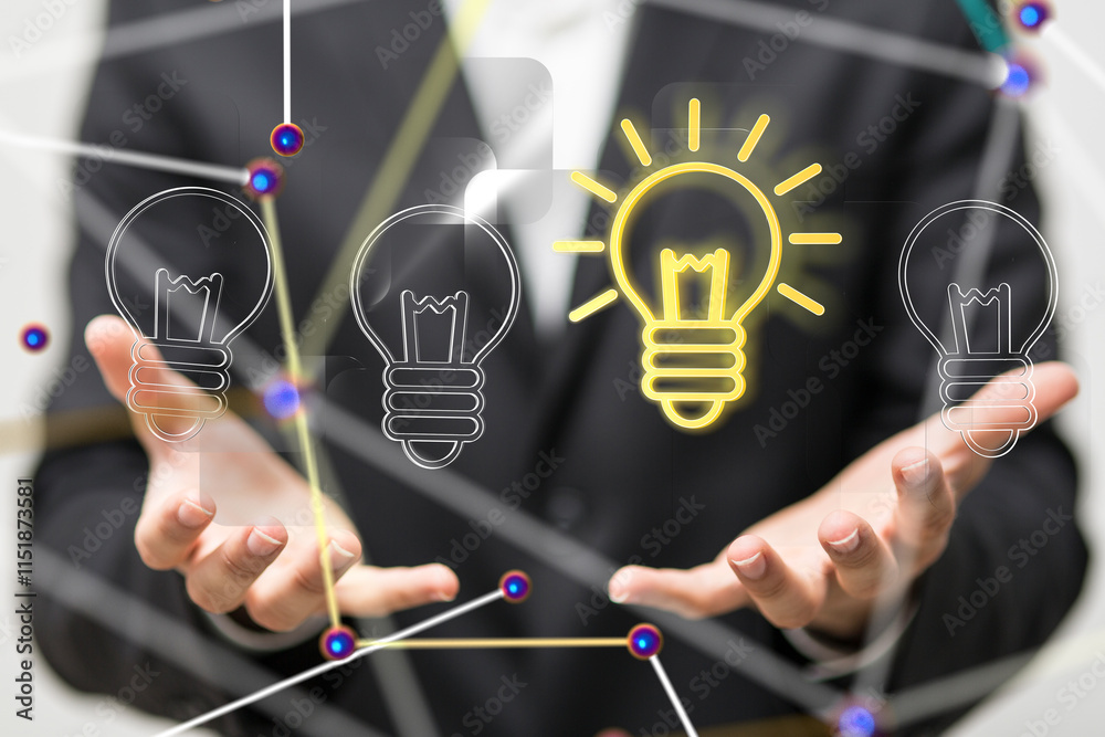 Poster lampNeural network 3D illustration. Big data and cybersecurity