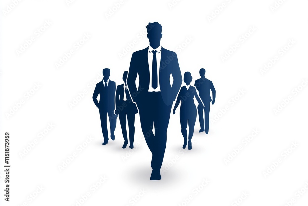 Aufkleber a sleek silhouette of a guide leading a group, represented by clean lines and soft gradient tones