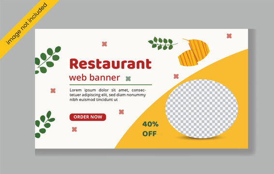 Restaurant web banner design template.