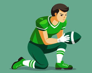 Vector Illustration of a Football Player in Green - Free Download on White Background.