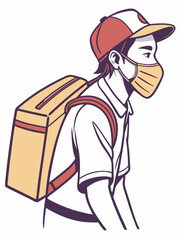 Delivery Man Wearing Mask Clipart - HD PNG Free Download for Creative Projects.