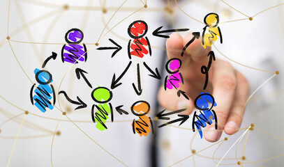 Abstract technology group and data 3d