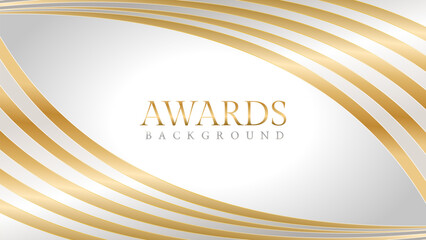 Elegant awards background with gold and silver ribbons, perfect for ceremonies, certificates, presentations, and promotions. Modern and luxurious design exuding prestige and professionalism