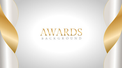 Elegant awards background with gold and silver ribbons, perfect for ceremonies, certificates, presentations, and promotions. Modern and luxurious design exuding prestige and professionalism