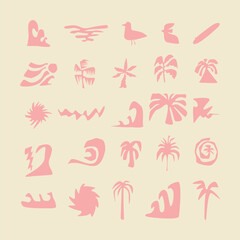 abstract hand drawn beach design element collection
