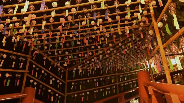 風鈴が飾られた祐徳稲荷神社の上り参道
