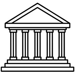 Bank Building Line Art Vector Illustration