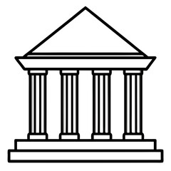 Bank Building Line Art Vector Illustration