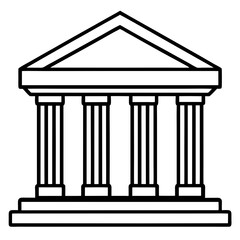 Bank Building Line Art Vector Illustration