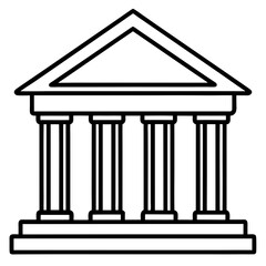 Bank Building Line Art Vector Illustration