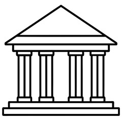 Bank Building Line Art Vector Illustration