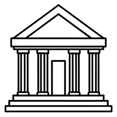 Bank Building Line Art Vector Illustration