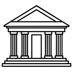 Bank Building Line Art Vector Illustration
