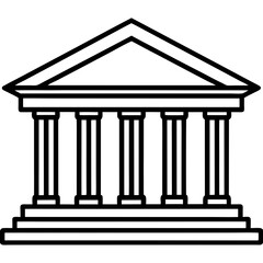 Bank Building Line Art Vector Illustration