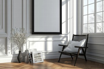 Modern Interior Design Mockup with Empty Frame