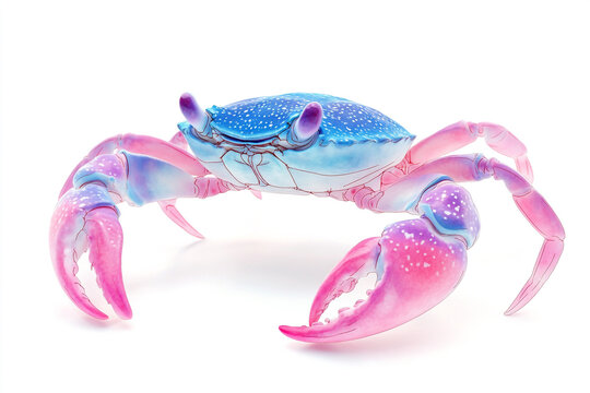 Watercolor blue crab clipart, watercolor painting, white background
