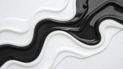 Abstract Black and White Liquid Swirls Fluid Design Background