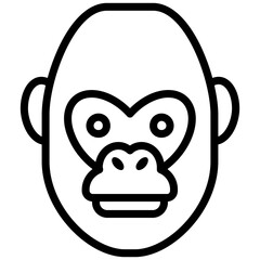 Gorilla Outline Icon, Black And White Outline Icon Symbol