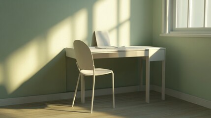 Sunlit Minimalist Home Office Corner