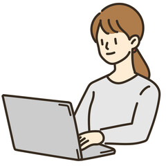 ノートパソコンを操作する女性