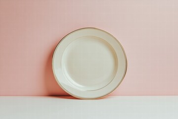 Elegant Empty Plate on Pink and White Background