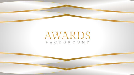 Elegant awards background with gold and silver ribbons, perfect for ceremonies, certificates, presentations, and promotions. Modern and luxurious design exuding prestige and professionalism