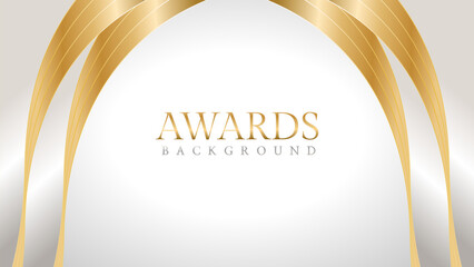 Elegant awards background with gold and silver ribbons, perfect for ceremonies, certificates, presentations, and promotions. Modern and luxurious design exuding prestige and professionalism