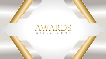 Elegant awards background with gold and silver ribbons, perfect for ceremonies, certificates, presentations, and promotions. Modern and luxurious design exuding prestige and professionalism