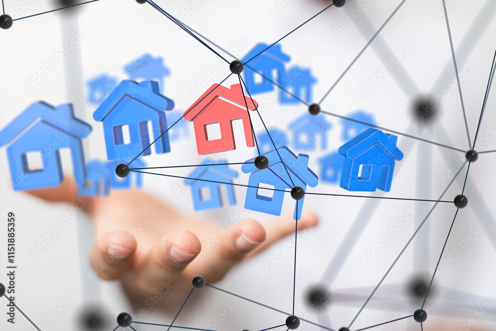 Aufkleber home choice Big data and artificial intelligence concept. Machine learning and cyber mind domination