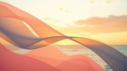 Abstract flowing fabric against a sunset backdrop, creating a mesmerizing blend of light and texture